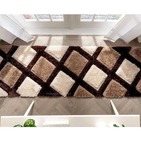Modern Brown Plush Hall Rug